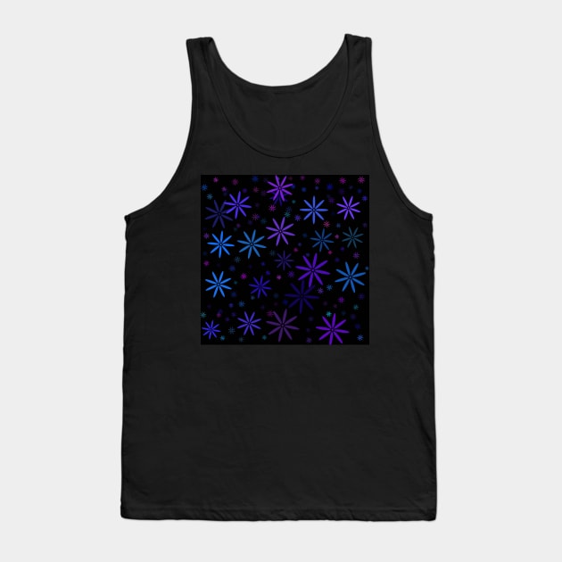 Retro Daisies on Black Tank Top by Klssaginaw